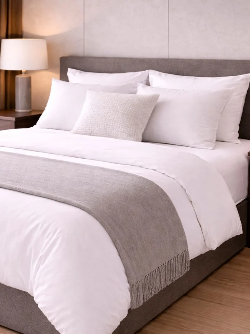 シックな部屋のベットと枕